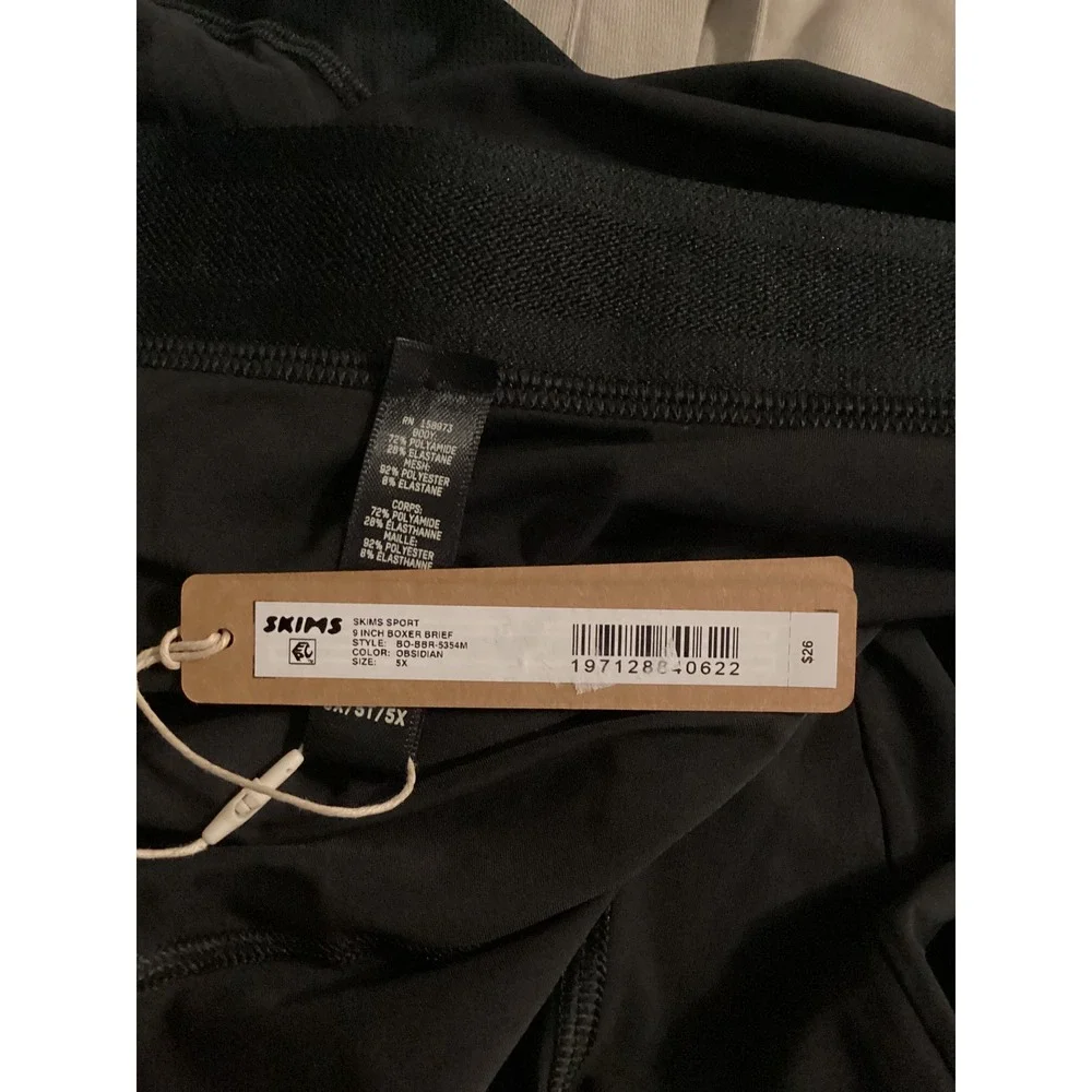 SKIMS Mens Sport 9 Inch Boxer Brief Obsidian Black Size 5X BO-BBR-5354M NWT
